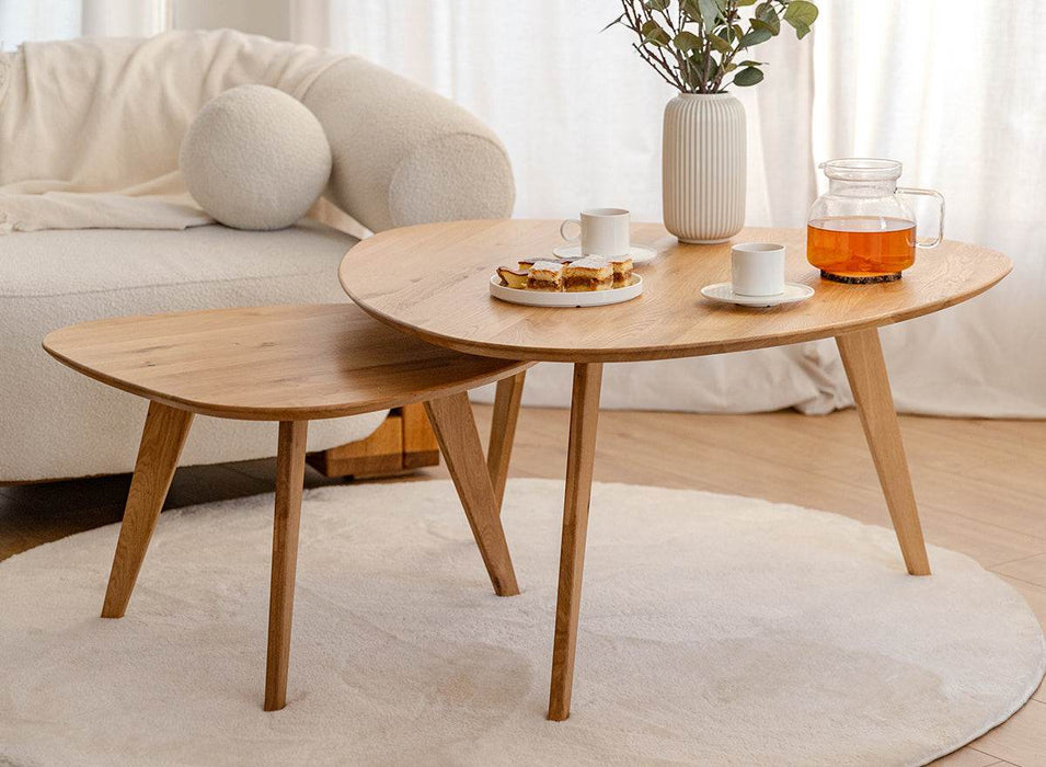 Couchtisch Eiche massiv oval natur