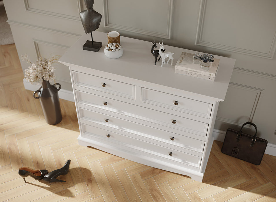 Kommode Belluno Elegante in Weiß | Sideboard mit 5 Schubladen