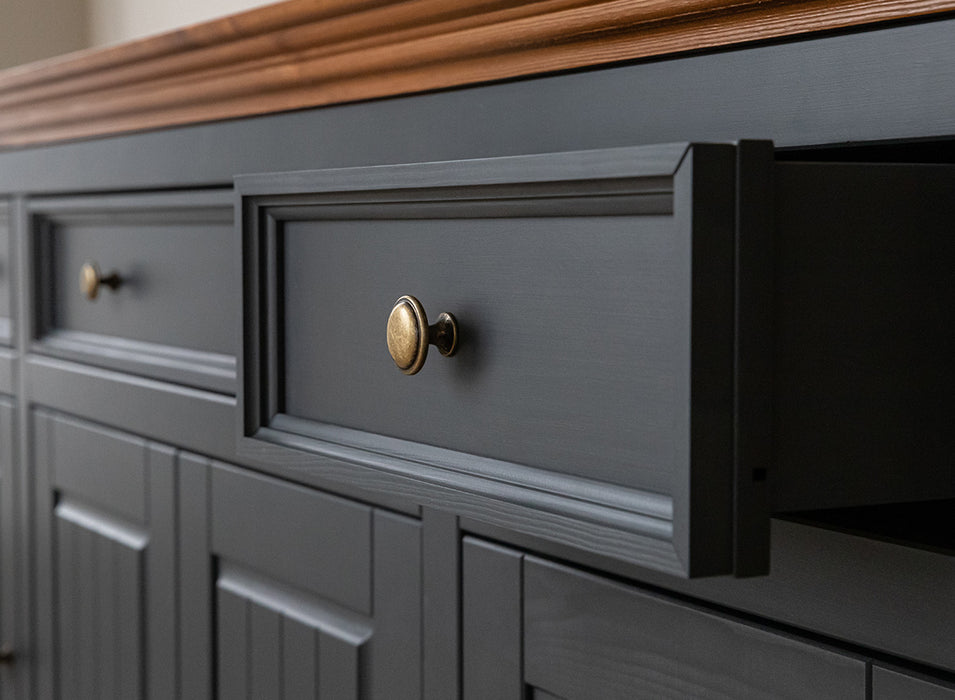 Kommode Belluno Elegante in Graphit | Sideboard mit drei Schubladen und Türen