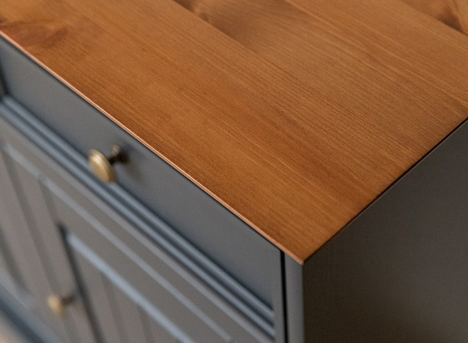 Kommode Belluno Elegante in Graphit | Sideboard mit drei Schubladen und Türen