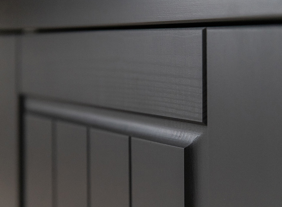 Kleine Vitrinenkommode Belluno Elegante in Graphit | Sideboard mit Schubladen und Tür