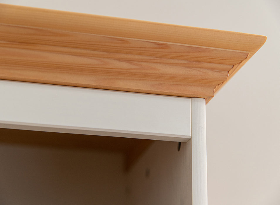 Kleine Vitrinenkommode Belluno Elegante in Weiß | Sideboard mit Schubladen und Tür