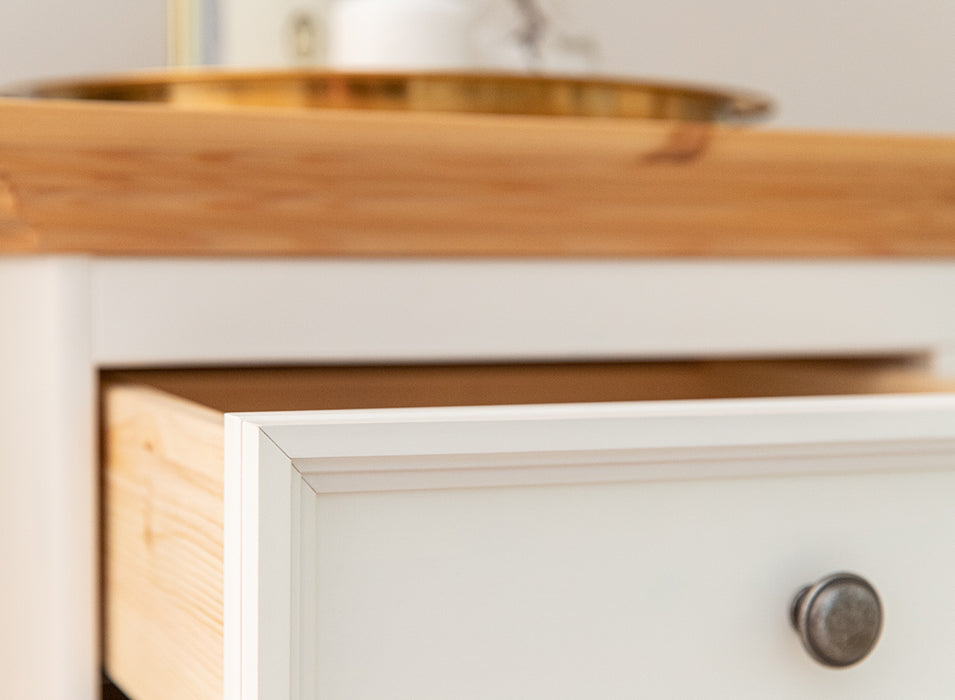 Kommode Belluno Elegante in Weiß | Sideboard mit 5 Schubladen