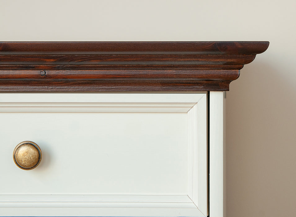 Große Kommode Belluno Elegante in Weiß | Sideboard mit drei Schubladen und Türen
