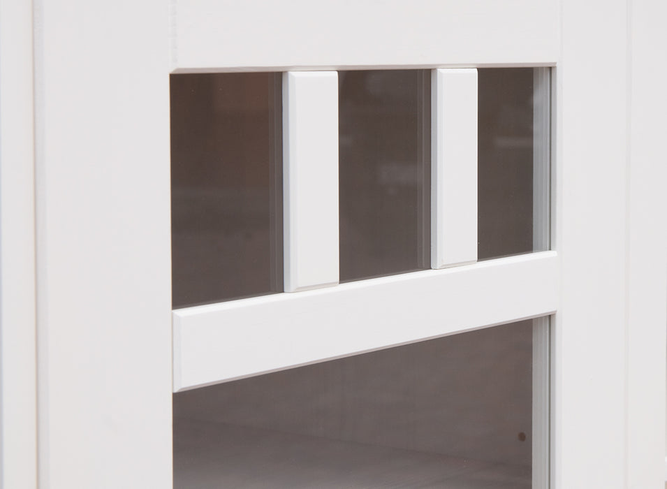 Kleine Vitrinenkommode Belluno Elegante in Weiß | Sideboard mit Schubladen und Tür