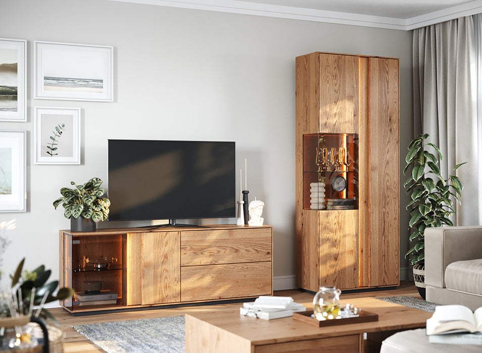 Couchtisch Collodi aus massiver Eiche mit Schublade