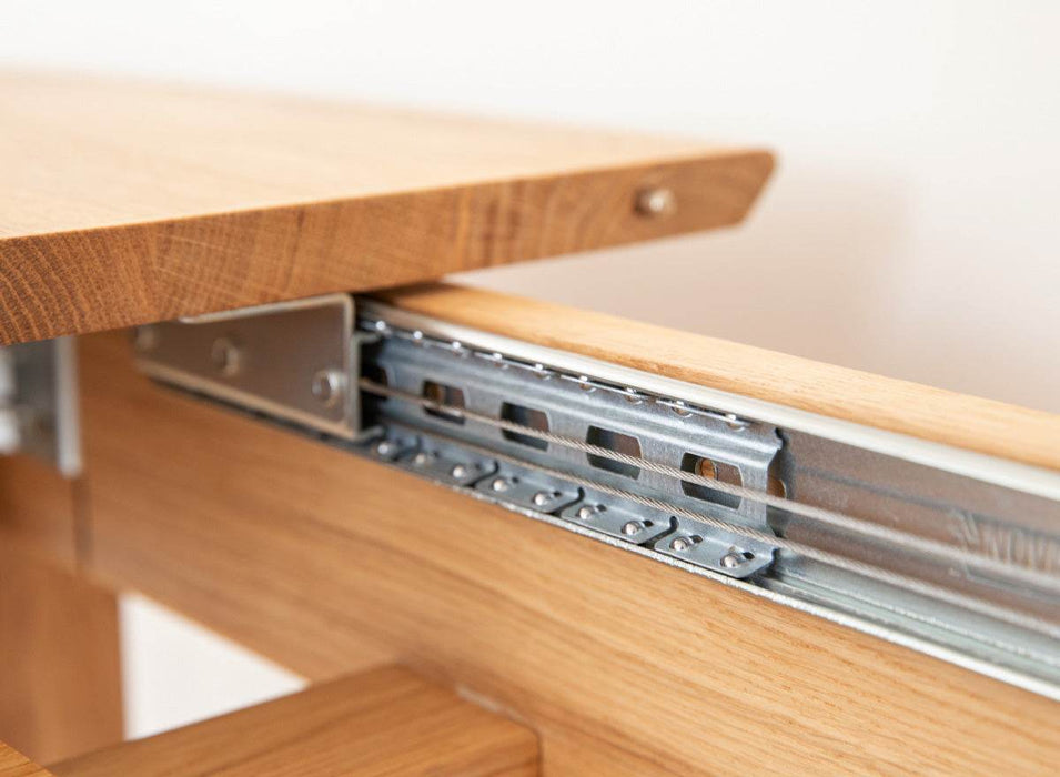 Minimalistischer Tisch aus massiver Eiche mit Verlängerung 45 | Ausziehtisch Orbetello