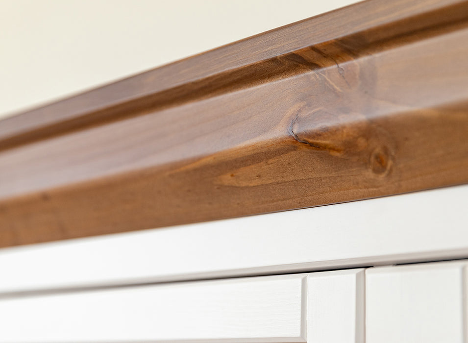 Großes Sideboard aus Massivholz | Viertürige Wohnzimmerkommode Marone Elite Tabacco mit Schubladen