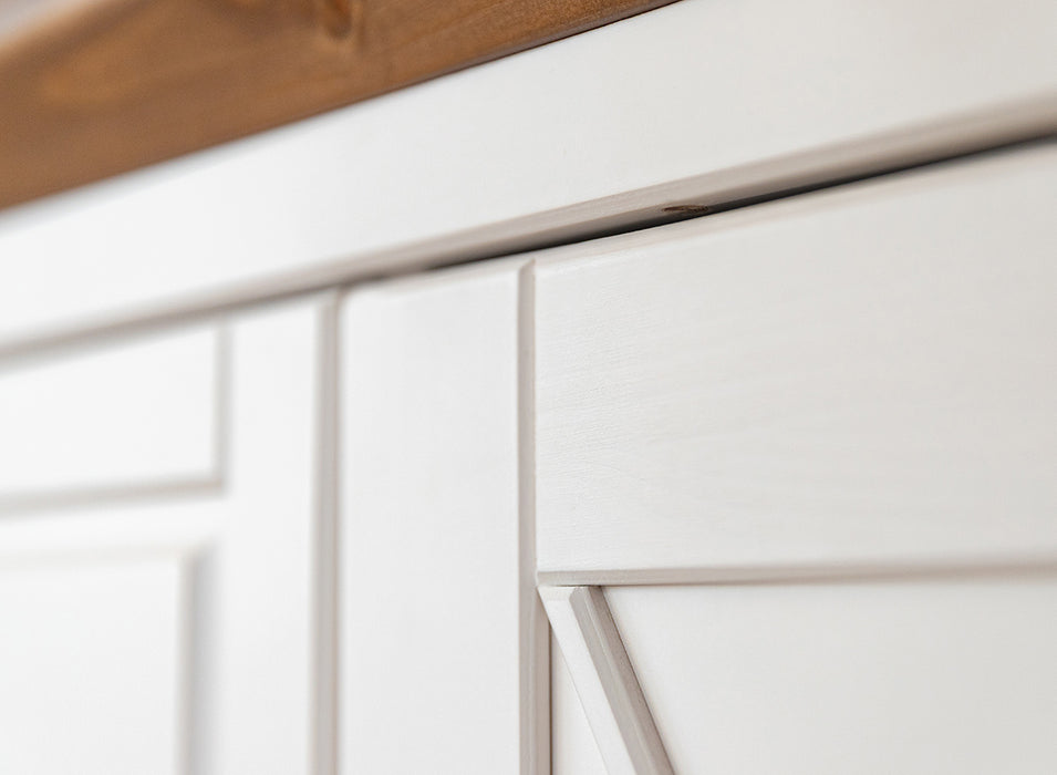 Großes Sideboard aus Massivholz | Viertürige Wohnzimmerkommode Marone Elite Tabacco mit Schubladen