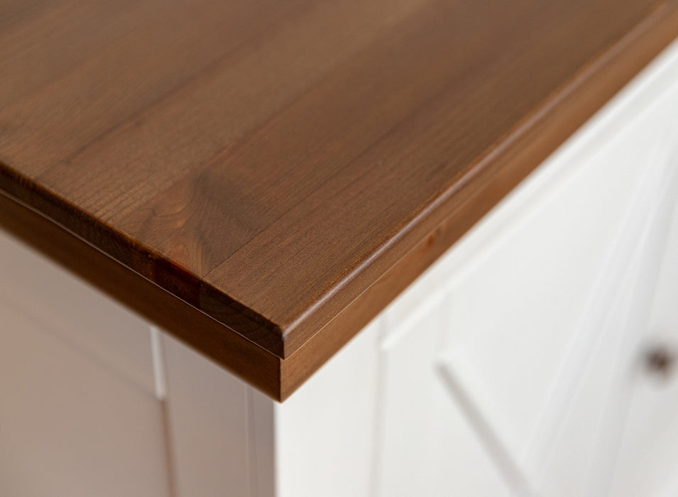 Großes Sideboard aus Massivholz | Viertürige Wohnzimmerkommode Marone Elite Tabacco mit Schubladen