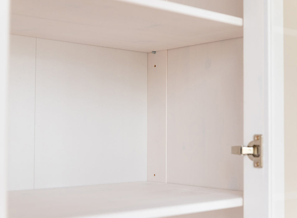 Schmale Vitrine aus Massivholz | Wohnzimmerschrank Marone Elite Tabacco mit zwei Schubladen