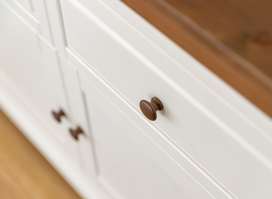 Großes Sideboard aus Massivholz | Viertürige Wohnzimmerkommode Marone Elite Tabacco mit Schubladen
