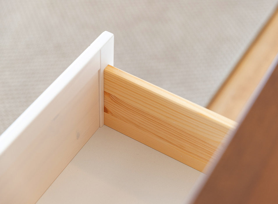 Großes Sideboard aus Massivholz | Viertürige Wohnzimmerkommode Marone Elite Tabacco mit Schubladen