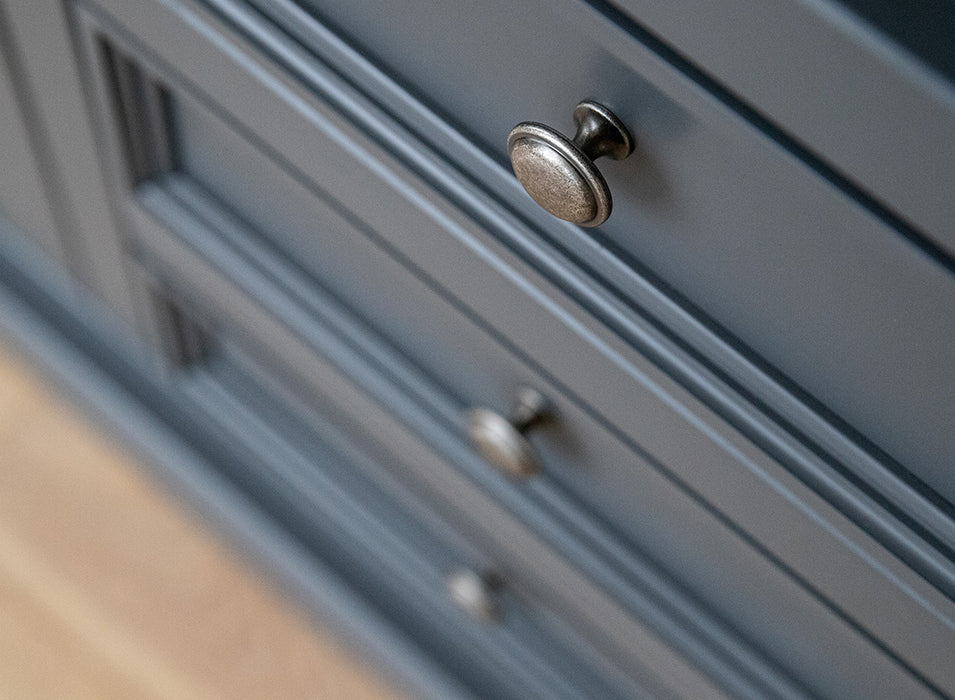 Kleine Vitrinenkommode Belluno Elegante in Graphit | Sideboard mit Schubladen und Tür