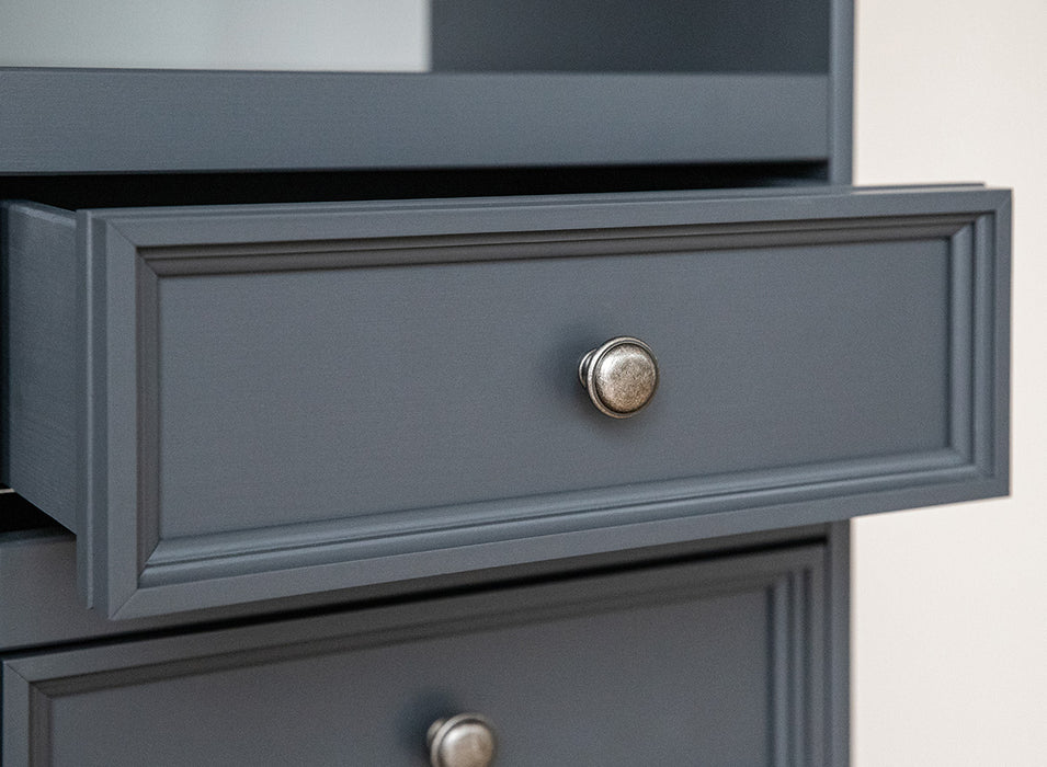 Kleine Vitrinenkommode Belluno Elegante in Graphit | Sideboard mit Schubladen und Tür