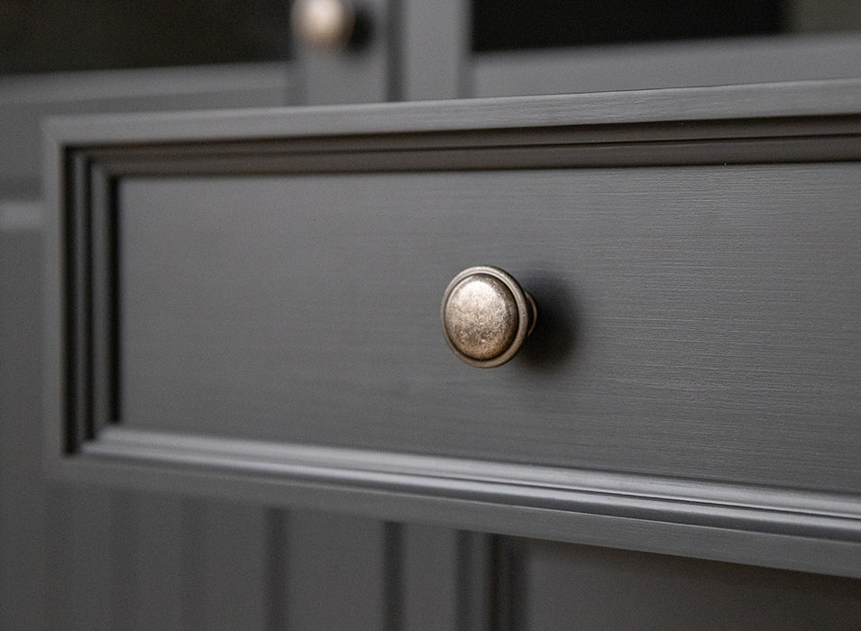 Kleine Vitrinenkommode Belluno Elegante in Graphit | Sideboard mit Schubladen und Tür