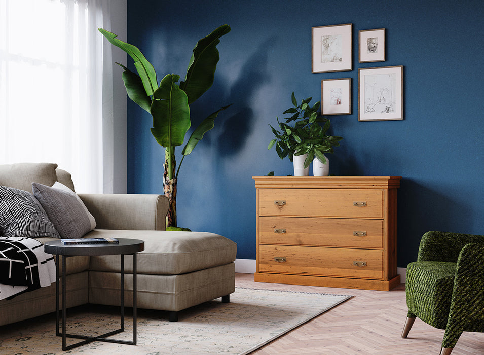 Landhaus Sideboard Toskania aus Massivholz gebeizt mit drei Schubladen