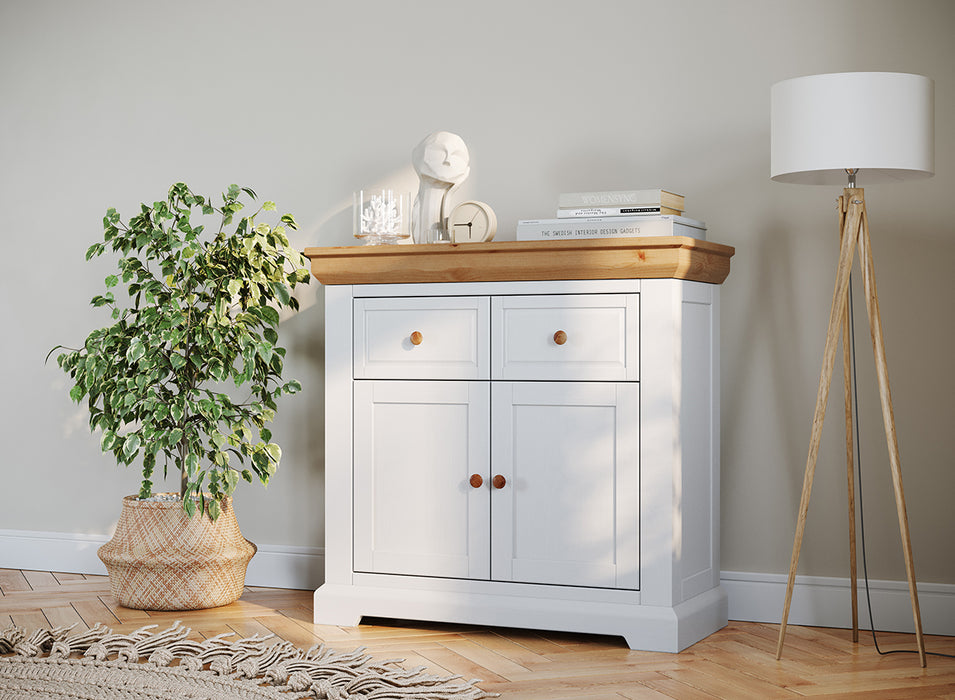 Kleines Sideboard aus Massivholz | Zweitürige Kommode Marone Elite mit Schubladen
