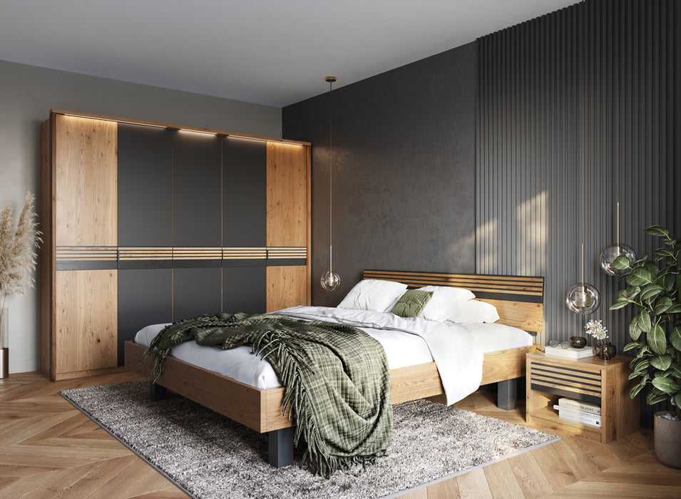 Modernes Bett aus massiver Eiche | Doppelbett Ravello