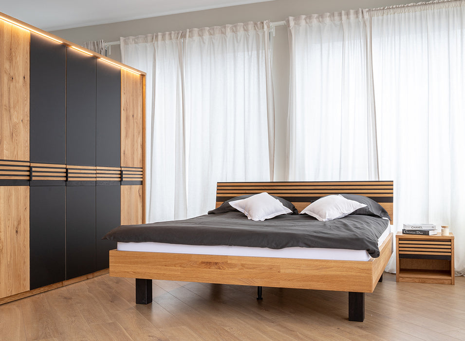 Modernes Bett aus massiver Eiche | Doppelbett Ravello