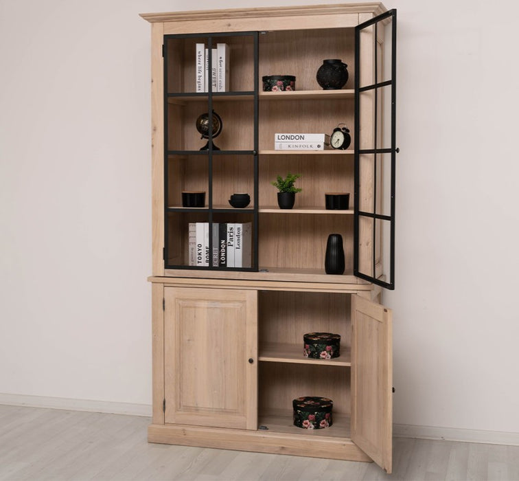 Industrial Vitrine aus massiver Eiche mit 4 Türen