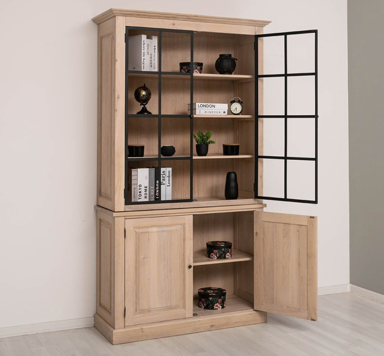 Industrial Vitrine aus massiver Eiche mit 4 Türen
