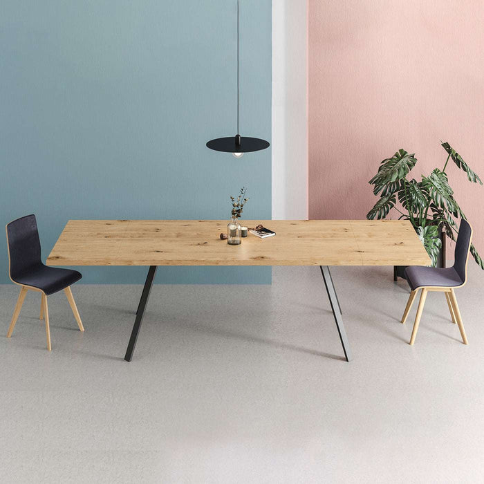 Ausziehbarer Industrial Esstisch aus massiver Eiche | Tisch Lige in verschiedenen Größen