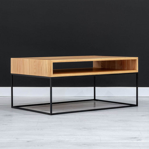 Industrial Couchtisch aus massiver Eiche | Kaffeetisch Loom in verschiedenen Größen - 80 x 60 x 45