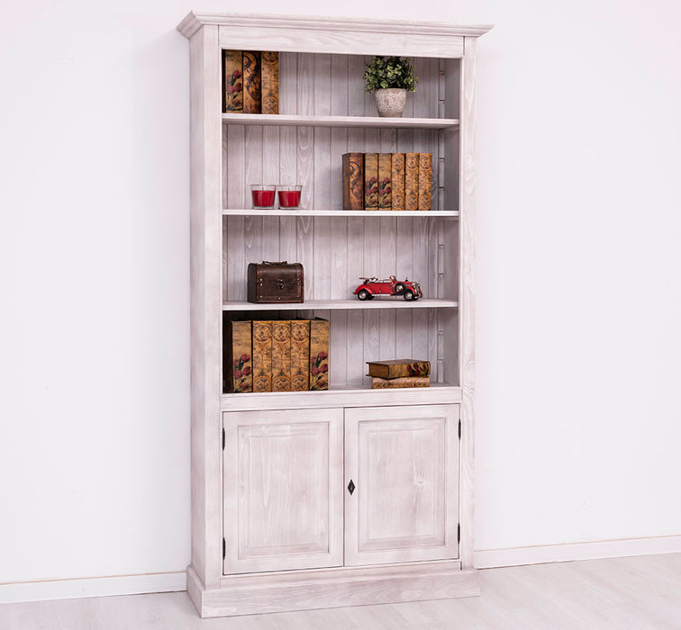 Landhaus Bücherregal aus Massivholz mit Schranktüren  in verschiedenen Farben