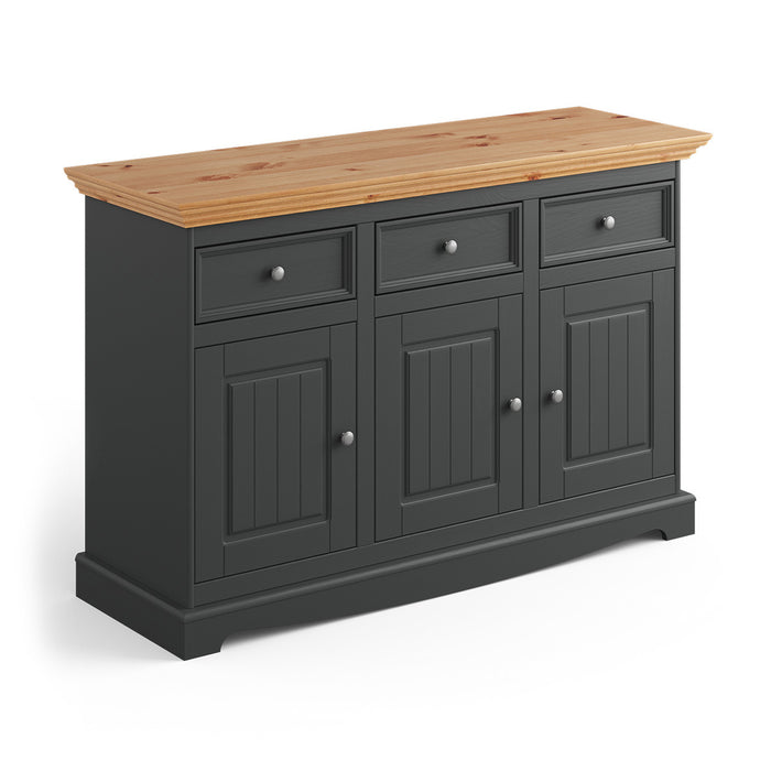 Kommode Belluno Elegante in Graphit | Sideboard mit drei Schubladen und Türen