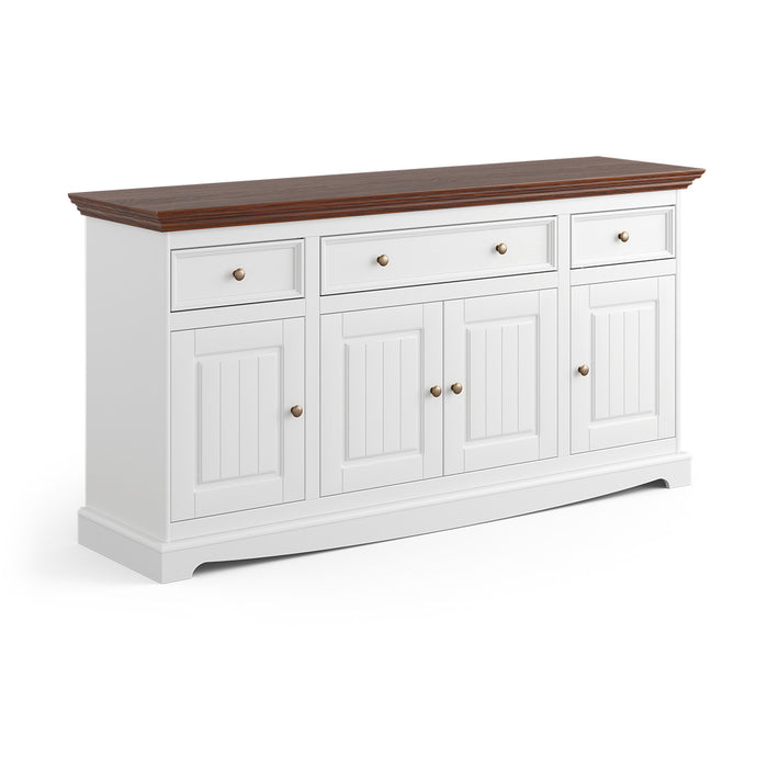 Große Kommode Belluno Elegante in Weiß | Sideboard mit drei Schubladen und Türen