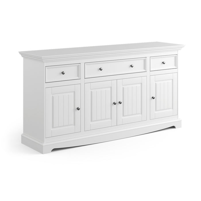 Große Kommode Belluno Elegante in Weiß | Sideboard mit drei Schubladen und Türen