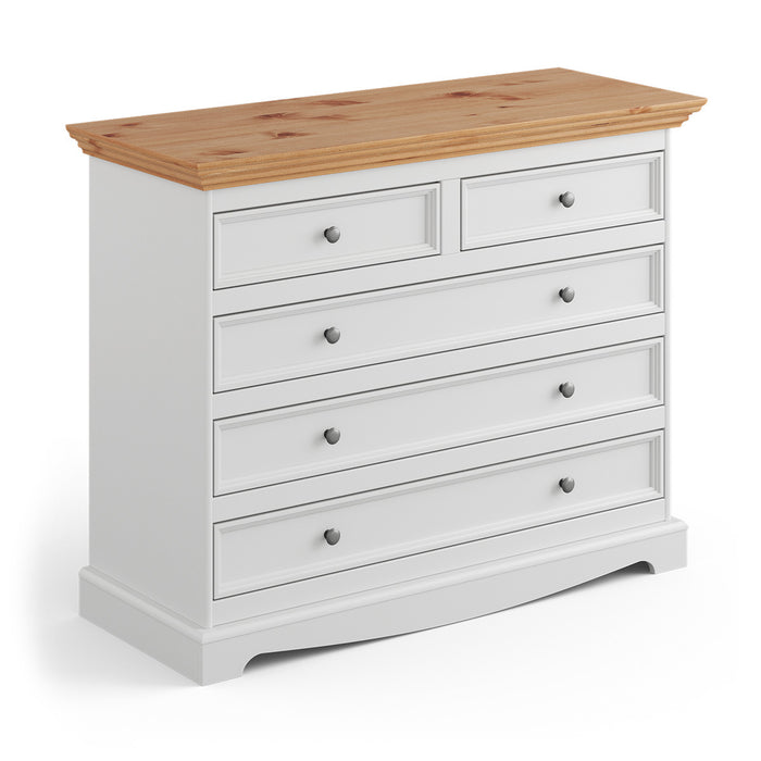 Kommode Belluno Elegante in Weiß | Sideboard mit 5 Schubladen