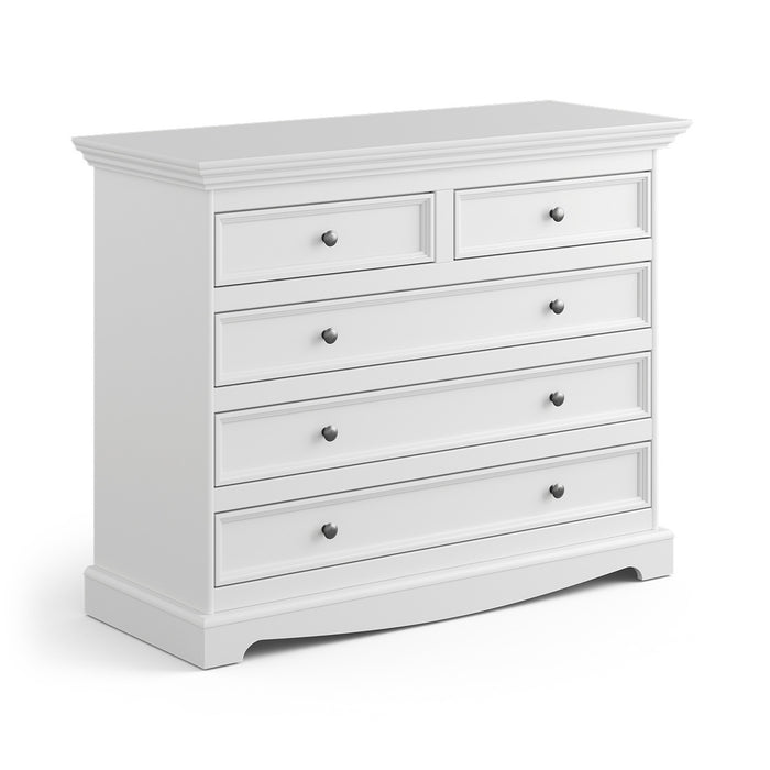 Kommode Belluno Elegante in Weiß | Sideboard mit 5 Schubladen