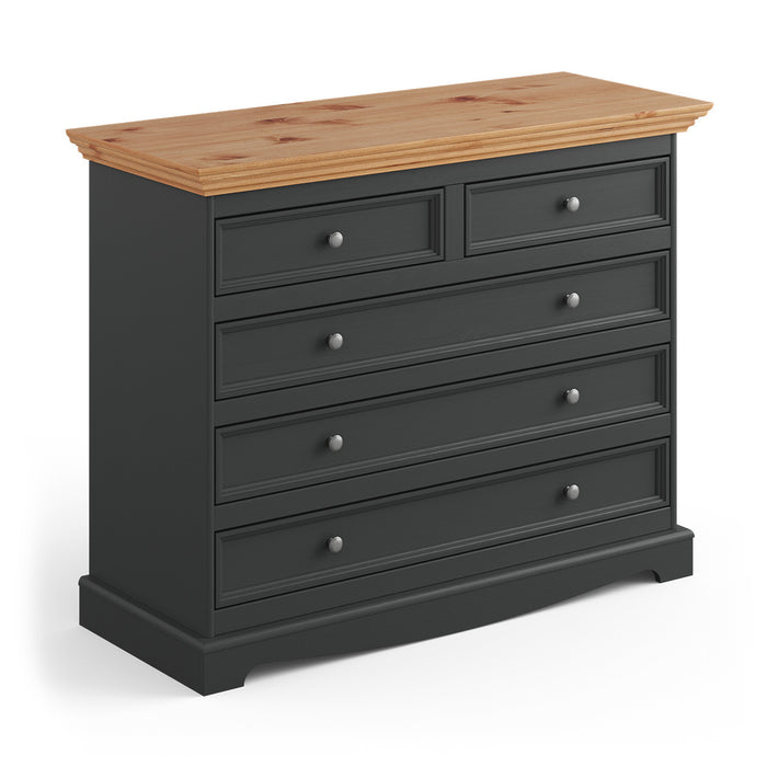 Kommode Belluno Elegante in Graphit | Sideboard mit 5 Schubladen