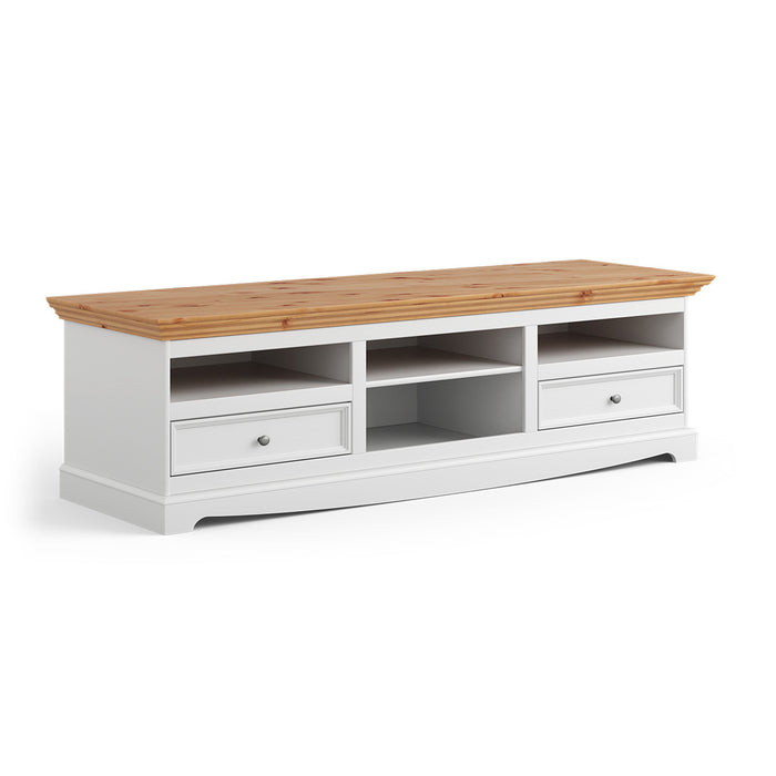 TV-Board Belluno Elegante in Weiß | Sideboard mit zwei Schubladen