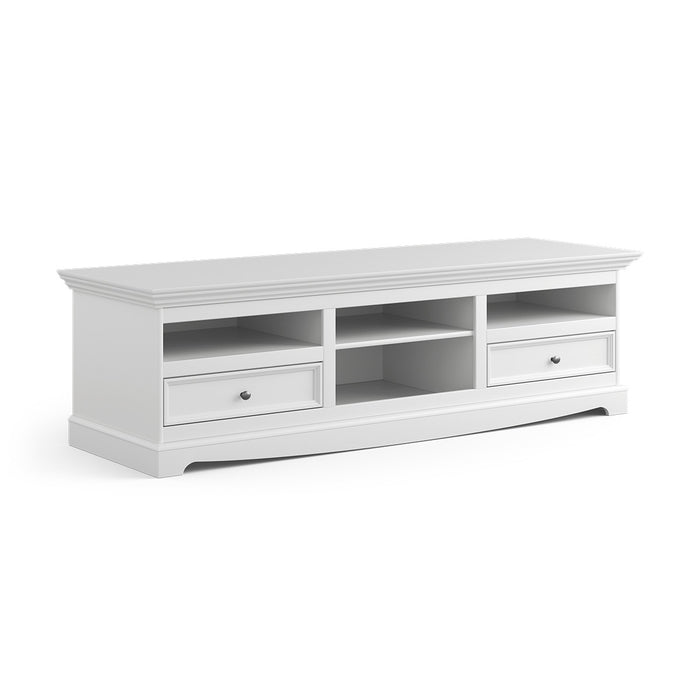 TV-Board Belluno Elegante in Weiß | Sideboard mit zwei Schubladen