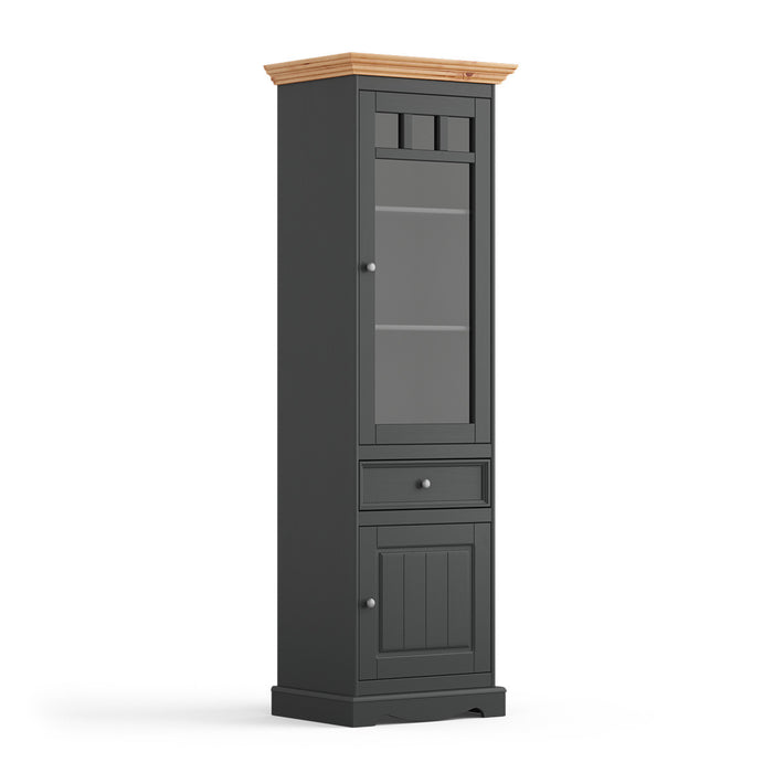Schmale Standvitrine Belluno Elegante mit Glastür in Graphit