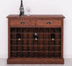 Weinschrank aus Massivholz mit zwei Schubladen | Sideboard mit Platz für 45 Flaschen - Vintage Blau