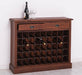 Weinschrank aus Massivholz mit zwei Schubladen | Sideboard mit Platz für 45 Flaschen - Vintage Blau