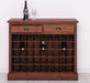 Weinschrank aus Massivholz mit zwei Schubladen | Sideboard mit Platz für 45 Flaschen - Vintage Blau