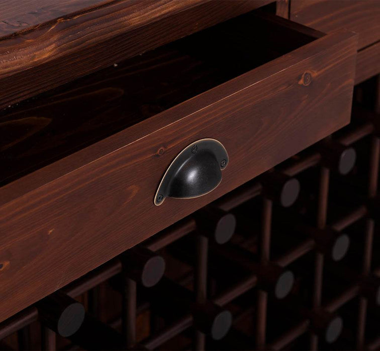 Weinschrank aus Massivholz mit zwei Schubladen | Sideboard mit Platz für 45 Flaschen - Vintage Blau