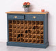 Weinschrank aus Massivholz mit zwei Schubladen | Sideboard mit Platz für 45 Flaschen - Vintage Blau