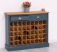 Weinschrank aus Massivholz mit zwei Schubladen | Sideboard mit Platz für 45 Flaschen - Vintage Blau
