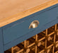 Weinschrank aus Massivholz mit zwei Schubladen | Sideboard mit Platz für 45 Flaschen - Vintage Blau