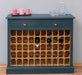 Weinschrank aus Massivholz mit zwei Schubladen | Sideboard mit Platz für 45 Flaschen - Vintage Blau