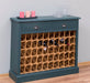 Weinschrank aus Massivholz mit zwei Schubladen | Sideboard mit Platz für 45 Flaschen - Vintage Blau