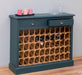 Weinschrank aus Massivholz mit zwei Schubladen | Sideboard mit Platz für 45 Flaschen - Vintage Blau