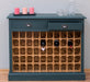 Weinschrank aus Massivholz mit zwei Schubladen | Sideboard mit Platz für 45 Flaschen - Vintage Blau