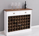 Weinschrank aus Massivholz mit zwei Schubladen | Sideboard mit Platz für 45 Flaschen - Vintage Blau